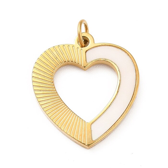 Stainless Steel Natural Schelp Bedel Hart 14k Gold Plated 16.5x15x1.3mm