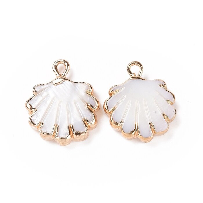 Natural Zoetwater Schelp Bedel Gold Plated 17.5x15x3.5mm