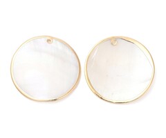 Natural Freshwater Shell Charm Circle 40x2.5mm