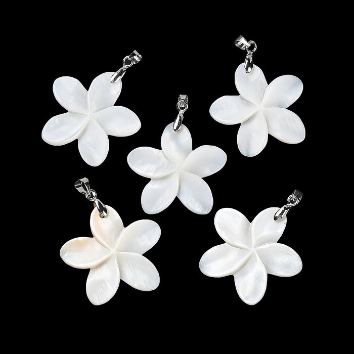 Natural Freshwater Shell Charm Flower Silver 29x30x3mm