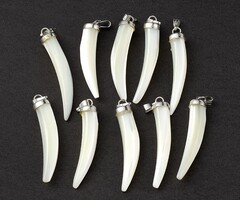 Natural Shell Charm Spike Silver 40.5x7.5x8mm