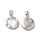 Natural Shell Charm Round Silver 15.5x13x3.6mm