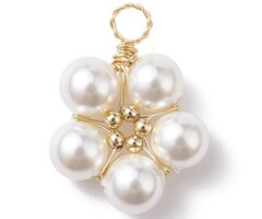 Natural Shell Parels Bedel Bloem Gold Plated 22x16x6mm