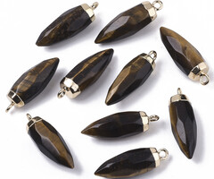 Natural Edelsteen Puntige Bedel Tijgeroog 25~26x7~8mm