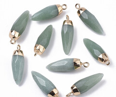 Natural Gemstone Pointed Charm Aventurine 25~26x7~8mm