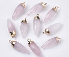 Natural Gemstone Pointed Charm Rose Quartz 25~26x7~8mm