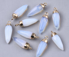 Natural Gemstone Pointed Charm Opalite 25~26x7~8mm