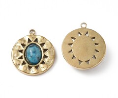 Stainless Steel Edelsteen Bedel Agaat 18.5x16x4.5mm