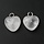 Stainless Steel Natural Gemstone Charm Heart Clear Quartz 13x10x5mm