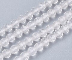 Natural Faceted Gemstone Beads Quartz Crystal 3mm, strand 90 pieces