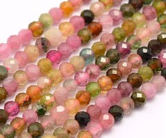 Natural Faceted Gemstone Beads Tourmaline 3mm, strand 110 pieces