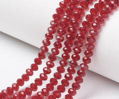Facet Glaskralen Clear Rood 4x3mm, 120 stuks