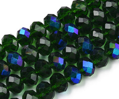 Facet Glaskralen Rainbow Plated Forest Groen 3x2mm, streng 130 stuks
