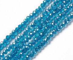 Facet Glaskralen Electroplate Petrol Blauw 3x2mm, streng 140 stuks