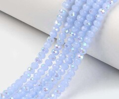 Facet Glaskralen Electroplate Licht Blauw 3x2mm, streng 140 stuks