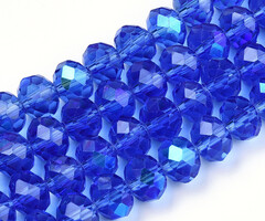 Facet Glaskralen Electroplate Kobalt Blauw 3x2mm, streng 130 stuks