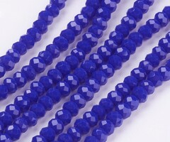 Facet Glaskralen Donker Blauw 3x2mm, streng 130 stuks