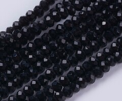 Facet Glaskralen Zwart Shine 3x2mm, streng 160 stuks
