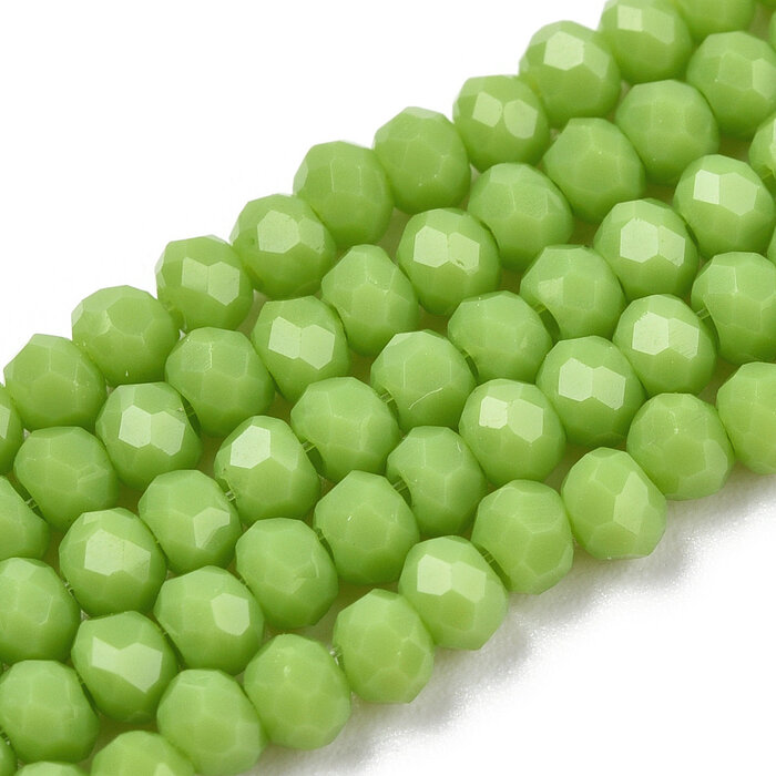 Faceted Glassbeads Grass Green 2x1.5mm, strand 175 pieces