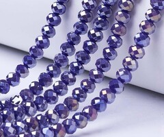 Faceted Glassbeads Electroplate Dark Blue 3.5x3mm, strand 100 pieces