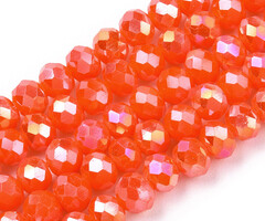 Faceted Glassbeads Electroplate Coral Red 4x3mm, strand 100 pieces