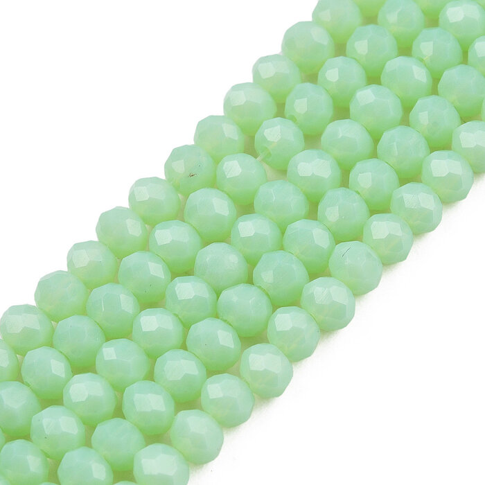 Faceted Glassbeads Pale Green 4x3mm, strand 100 pieces