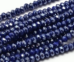 Facet Glaskralen Midnight Blauw Shine 3x2mm, streng 120 stuks