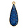 Drop Charm Textured Dark Blue DQ 24K Gold Plated 11.5x31.8mm