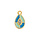 Drop Charm Art Deco Style Blue DQ 24K Gold Plated 9.5x16.5mm