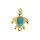 Tussenzetsel Schildpad Turquoise DQ 24K Gold Plated 15.1x20.7mm