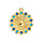 Flower Charm Blue DQ 24K Gold Plated 19.5x22.7mm