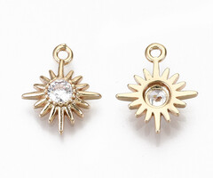 Charm Sun with Zirconia Gold Plated 13.5x11x3mm