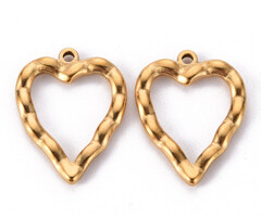 Stainless Steel Bedel Open Hart Gold Plated 26.5x20.5x3mm