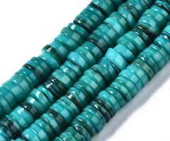 Natural Gekleurde Schelp Disc Kralen Teal 6x6x1~2.5mm, streng 180 stuks
