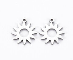 Stainless Steel Bedel Open Zon Zilver 16.5x14x1mm