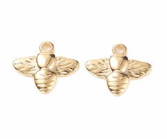 Stainless Steel Charm Bee 12.5x15x2mm