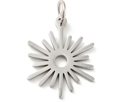 Stainless Steel Bedel Zon Zilver 17.5x13.5x1mm