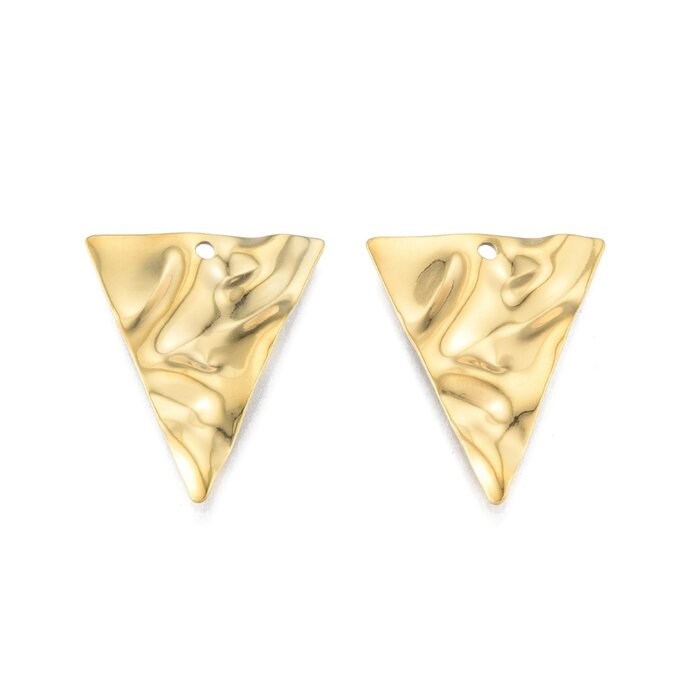 Stainless Steel Charm Textured Triangle 28.5x23x0.5mm