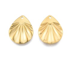 Stainless Steel Charm Textured Teardrop 22x17x1mm