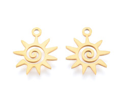 Stainless Steel Charm Spiral Sun 15x13x1mm