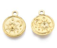 Stainless Steel Charm Sun and Moon 19x15.5x2.5mm