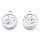 Stainless Steel Charm Sun and Moon Silver 19x15.5x2.5mm