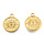 Stainless Steel Charm Coin Sun 18K Gold Plated 19x15.5x2mm