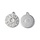 Stainless Steel Charm Sun Coin Silver 17.5x15x2mm