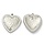 Stainless Steel Charm Heart Textured Silver 16.6x15.2x2.7mm