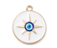 Boze Oog Bedel Blauw Goud 24x21x3mm