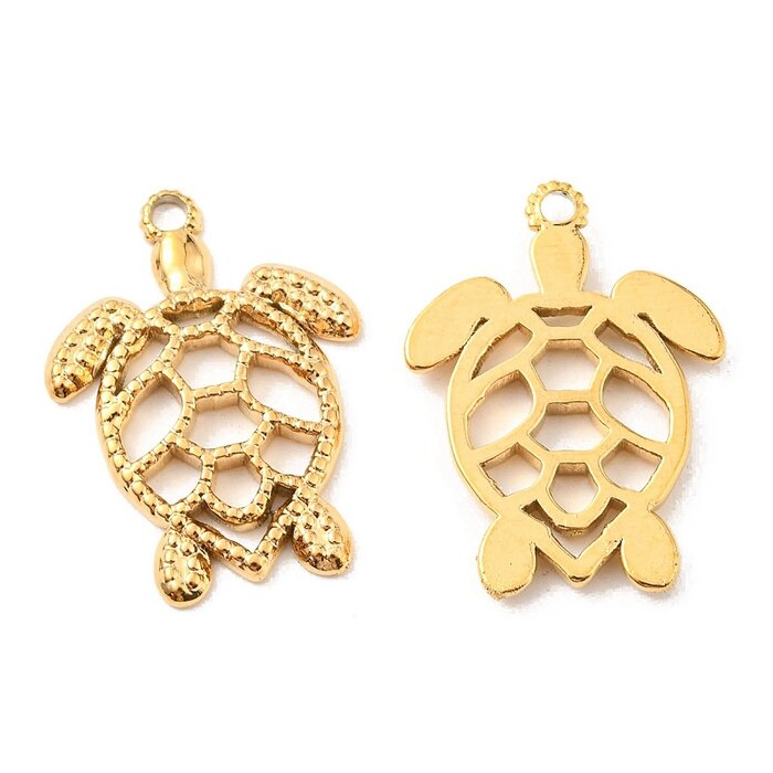 Stainless Steel Bedel Schildpad Gold Plated 22x16x2mm