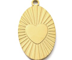 Stainless Steel Charm Oval Sun 20x12x1.5mm