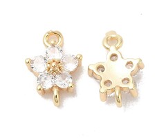 Luxe Brass Tussenzetsel met Strass Bloem 12x8x4mm