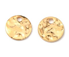 Stainless Steel Charm Coin Textured Gold Plated 8x1mm